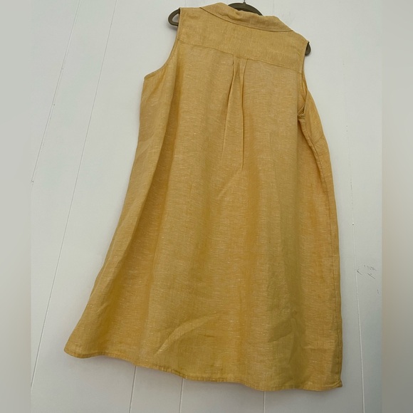 Tahari 100% Linen Yellow Sleeveless Dress Size 2X - Picture 8 of 11